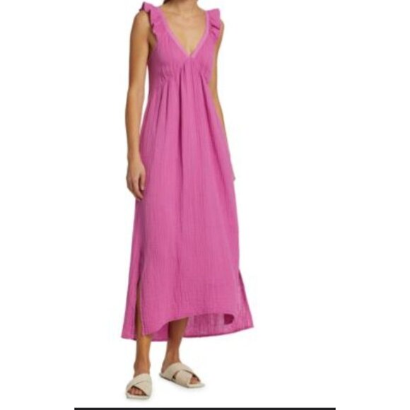 Xirena Purple pink Leyla Gauze Maxi Dress size XL New Ruffled Resort Beach boho - Picture 1 of 10